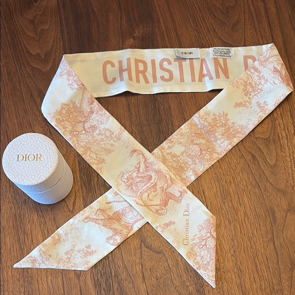 Christian Dior Pink Toile de Jouy Twilly Scarf